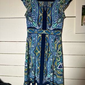 Apt. 9 Blue and Black A-line Mini Dress with Flutter Cap Sleeves